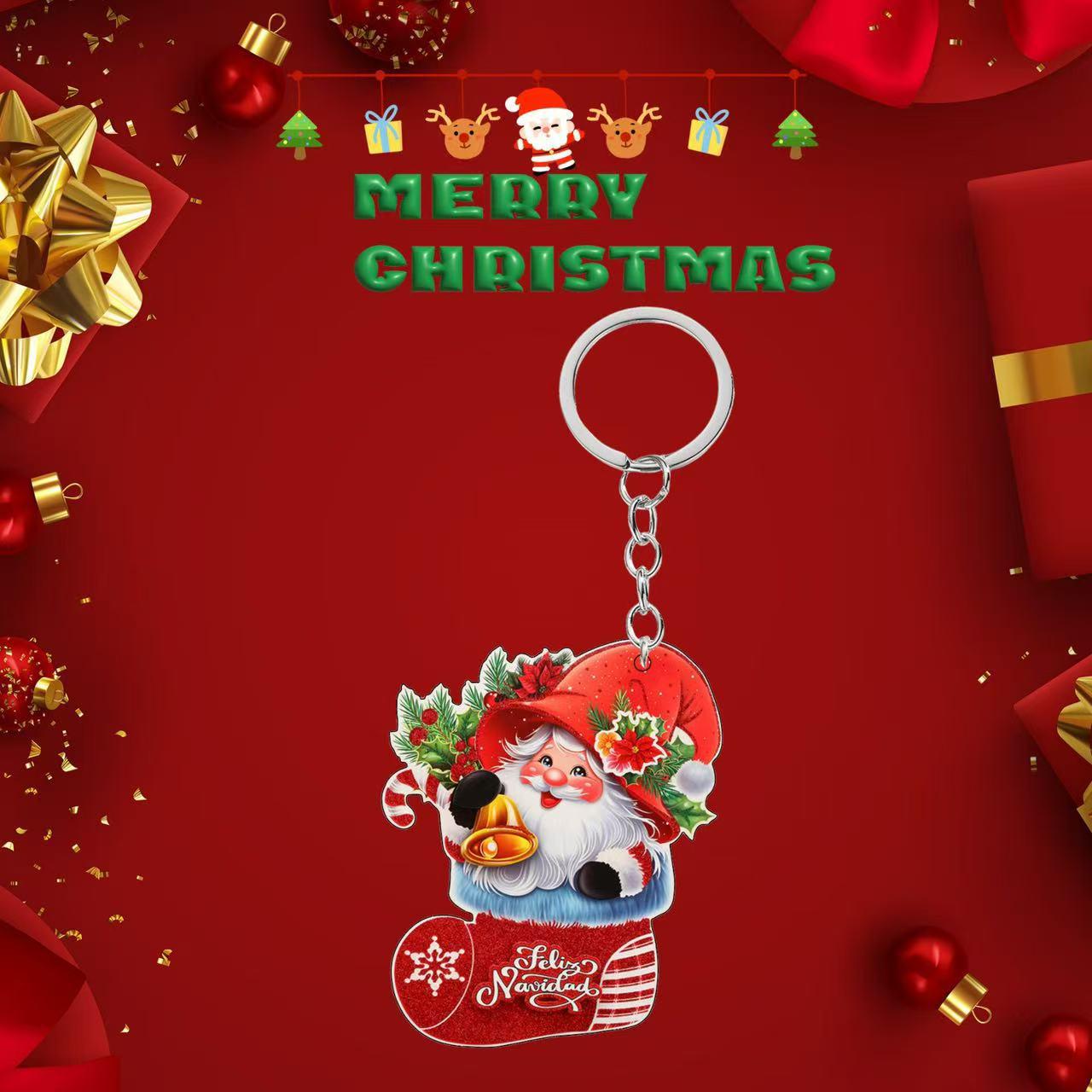 

Acrylic 2D Snowman Star Keychain - Christmas Car Pendant