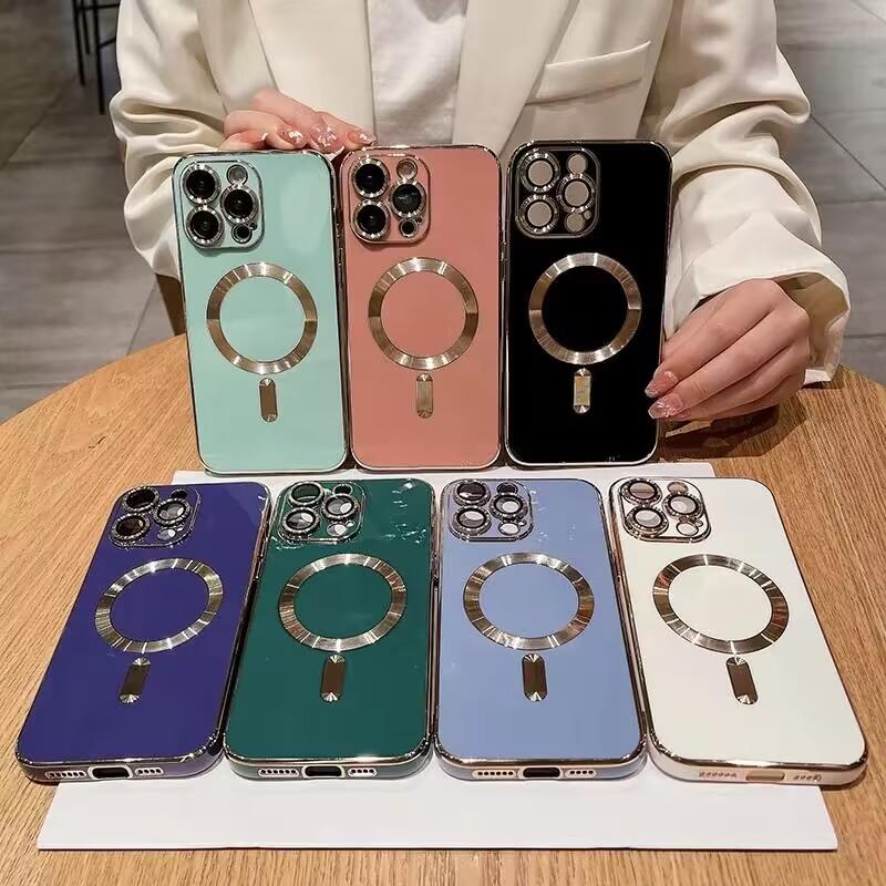 Luxusní galvanizované pouzdro pro magnetické bezdrátové nabíjení pro iPhone 15 14 13 12 11 Pro Max Plus s krytem chránícím objektiv fotoaparátu