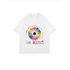 Oversized T-Shirt with Rainbow Gradient Daisy Print – "be Kind" Heartwarming Slogan Artistic Top