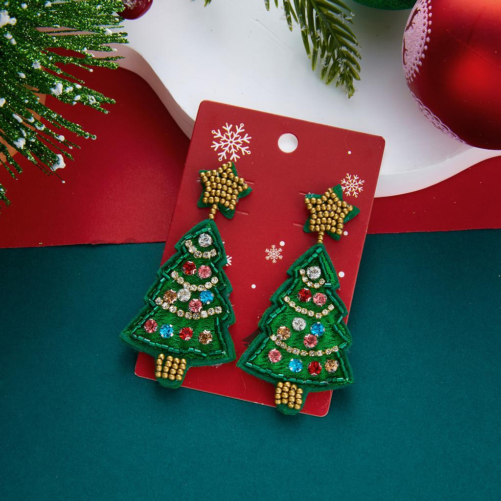 European and American New Christmas Earrings, Santa Claus Elk Rice Bead Earrings Earrings Jewelry