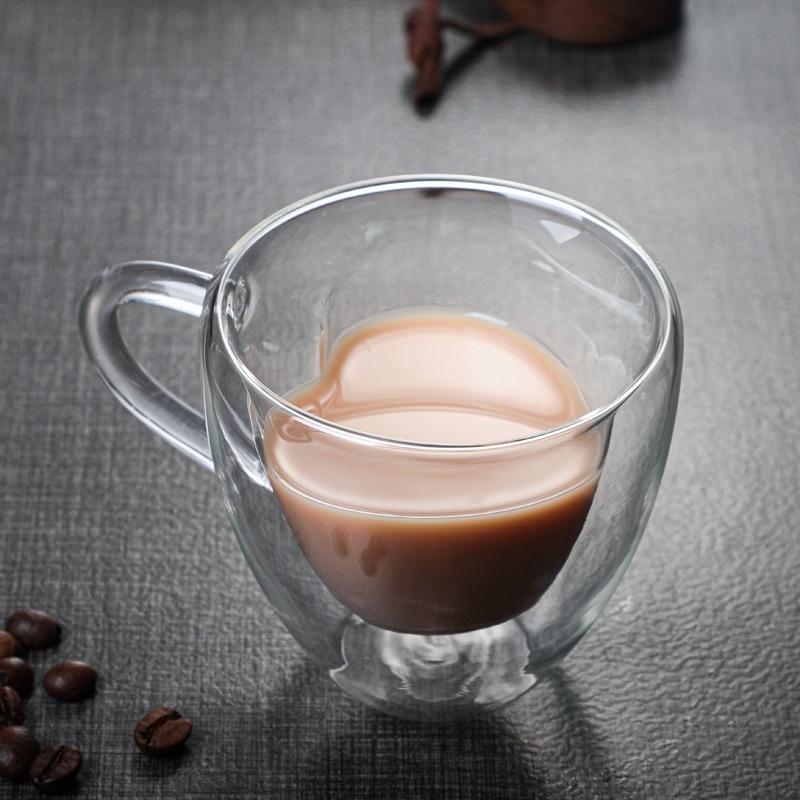 1 Stück Herz Liebe Form Glas Tasse Paar Tassen Doppelwandiges Glas Tasse Hitzebeständig Tee Bier Tassen Milchkaffee Tasse Geschenk Trinkgeschirr