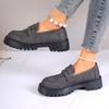 Spring & Fall Large Size Platform Loafers: Thick Sole, Solid Color Slip-On Casual Shoes for European & American Fashion.