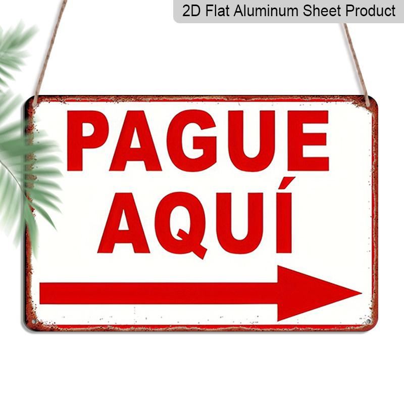 

2D Flat 1pc 8*12 Inch Metal Sign Red Arrow Indicating Pague Aquí Design , Decorative Sign & Plaque, Ideal for Wall Decor and Wall Hanging in 20*30cm