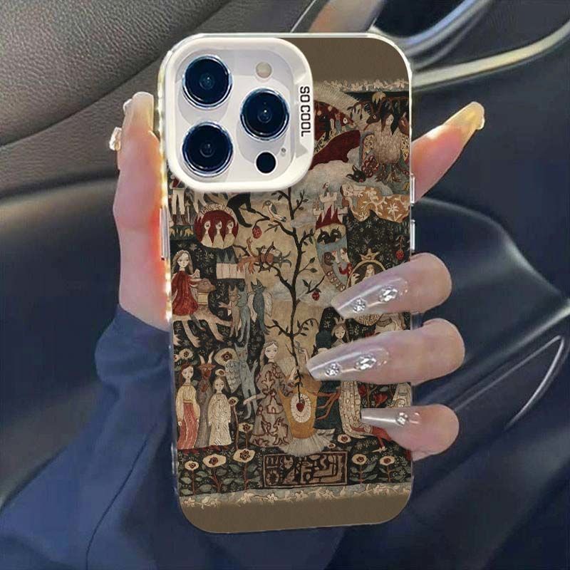 Vintage Ancient Girl Mural Painting Phone Case For iPhone 17 16 15 14 13 12 11 Pro Max XR XS MAX 7 8 PLUS INS Shake Proof Cover
