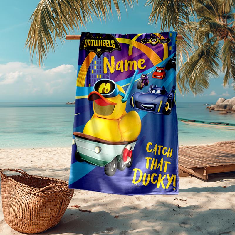 Custom Name Ultra-Soft Beach Towel with Batwheels Theme,Ideal for Pool - Camping, Diving - Perfect Travel Essential, Vibrant Beach Towel.