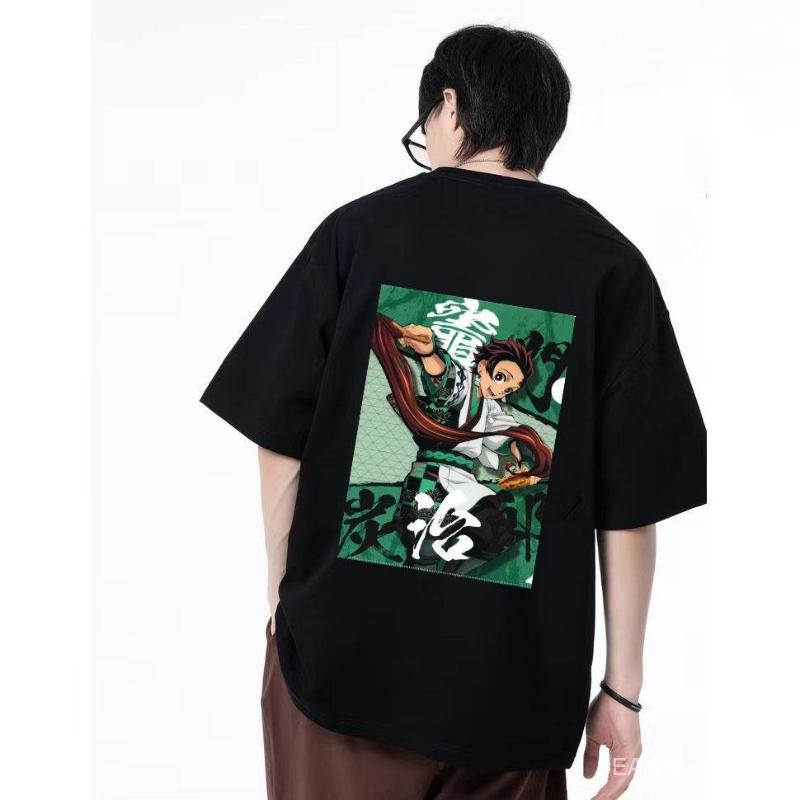 Ghost Killer Blade Printing Pure Cotton Loose Fashion Couple T-shirt Summer New Retro Fashion Men's and Women's Streetwear