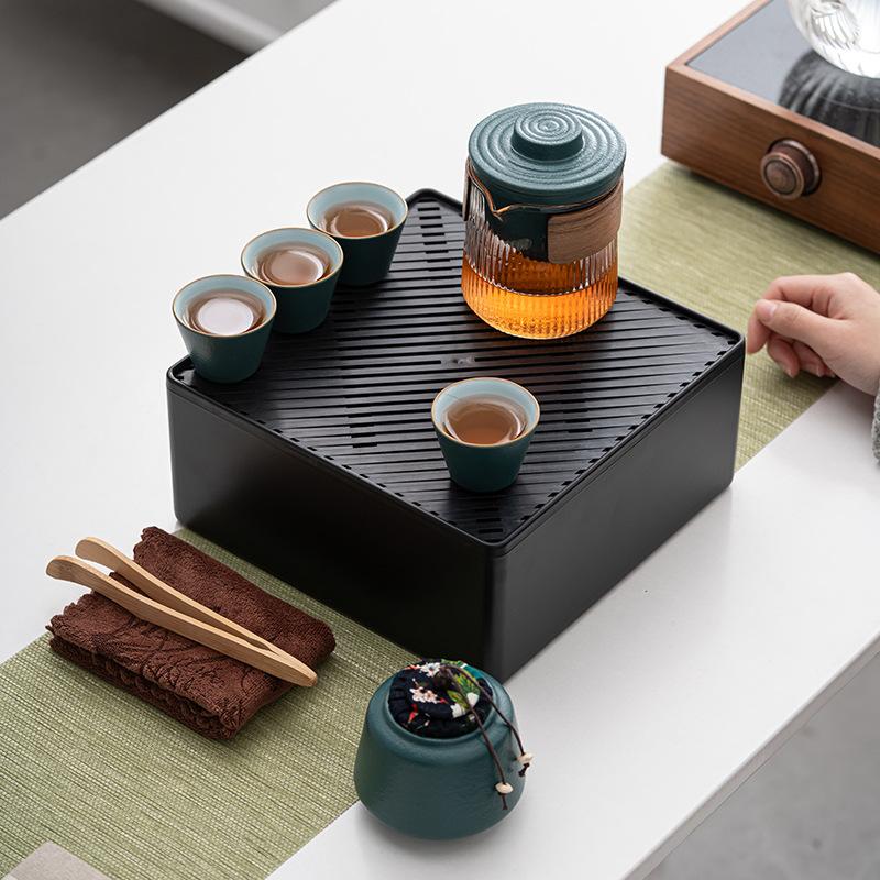 Glass Kuaike, a Pot of Four Cups of Tea Cans, Handbags, Tea Trays, Outdoor Portable Travel, Tea Set Gifts