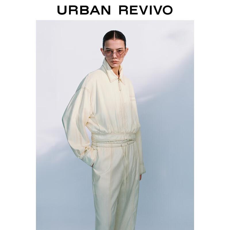 

UR Women s Contrast Stitch Zipper Lapel Jacket M