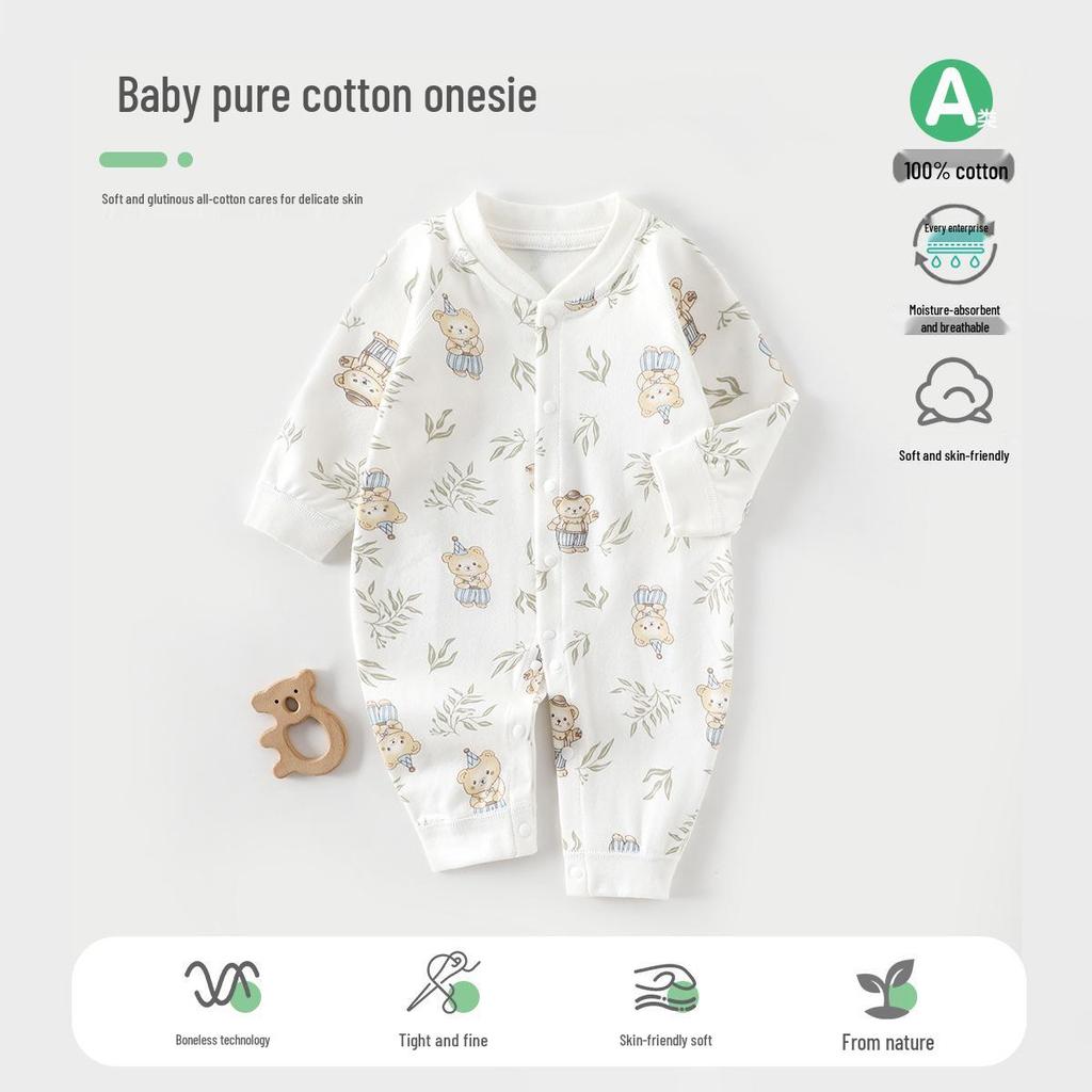 Tagless Pure Cotton Baby Romper - Spring & Autumn Infant Bodysuit