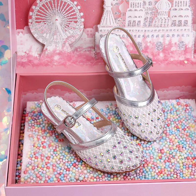 Girls Crystal Princess Sandals Kids Hollow Glitter Dress Shoes Toddler Little Child