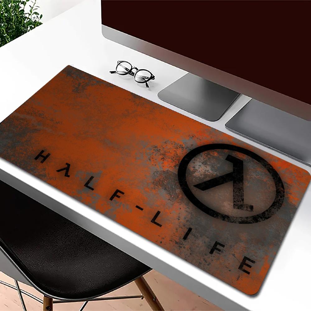 Большой игровой коврик для мыши Half Life Черный коврик для стола Нескользящий резиновый коврик для клавиатуры и мыши Прошитый край Компьютерный офисный настольный коврик