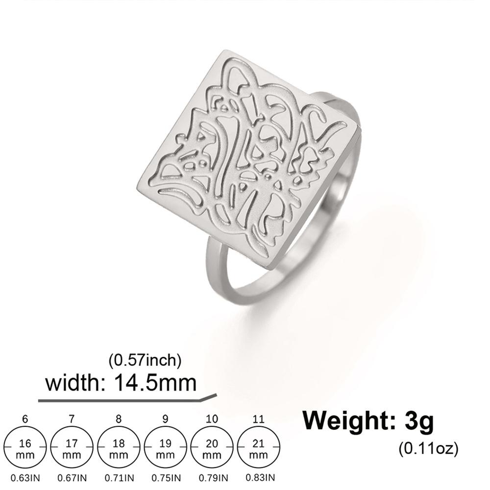 Arabic Script Calligraphy Ring for Women Stainless Steel Islam Muslim Finger Rings Religious God Messenger Jewelry Gifts 9