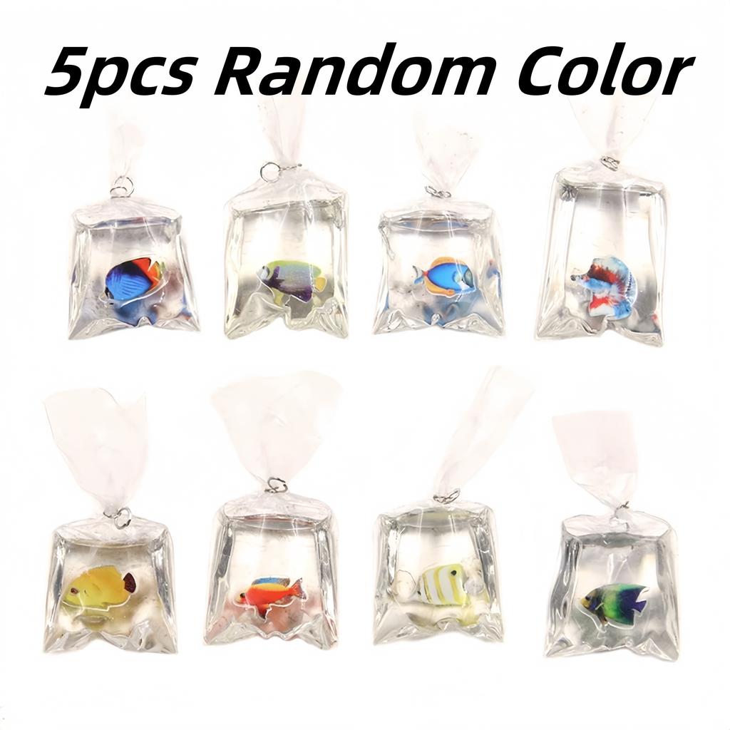 5pcs Simulated Goldfish Water Bag Transparent Resin Drip Glue Water Bag Fish Material Suitable for Keychain Jewelry Production