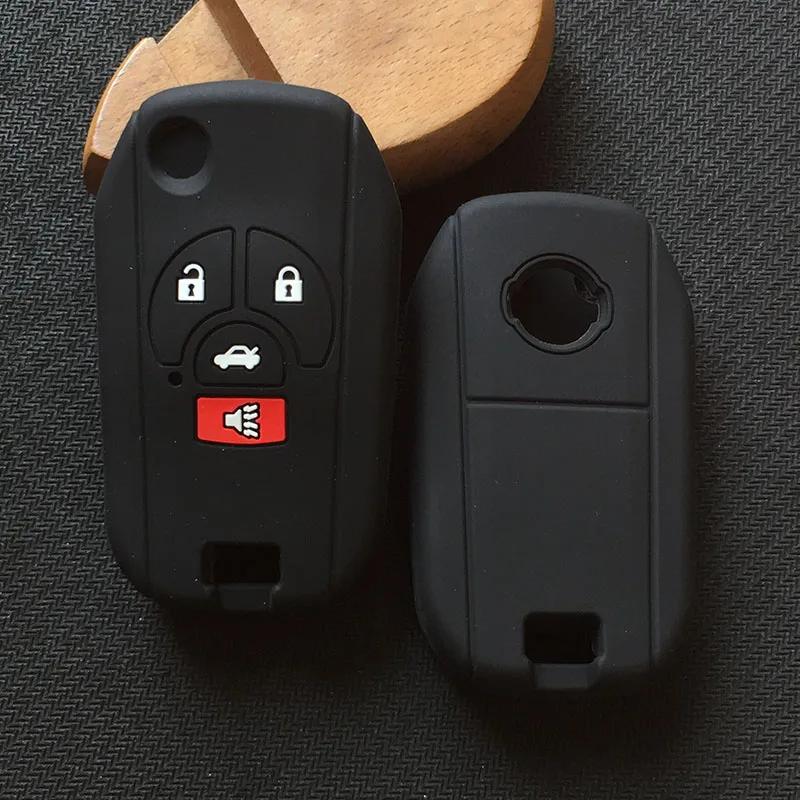 

Silicone Modified Flip Remote Key Shell Case For Nissan Sylphy Cube Juke Rogue Micra Qashqai Altima Maxima Sentra Versa 4 Button чорний