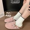 Full Cowhide Cork Bottom Bag Head and Half Slippers Women's Outer Wear Spring and Summer New One-pedal Lazy Shoes