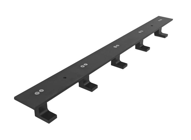 Wall towel rack with 5 hooks - black