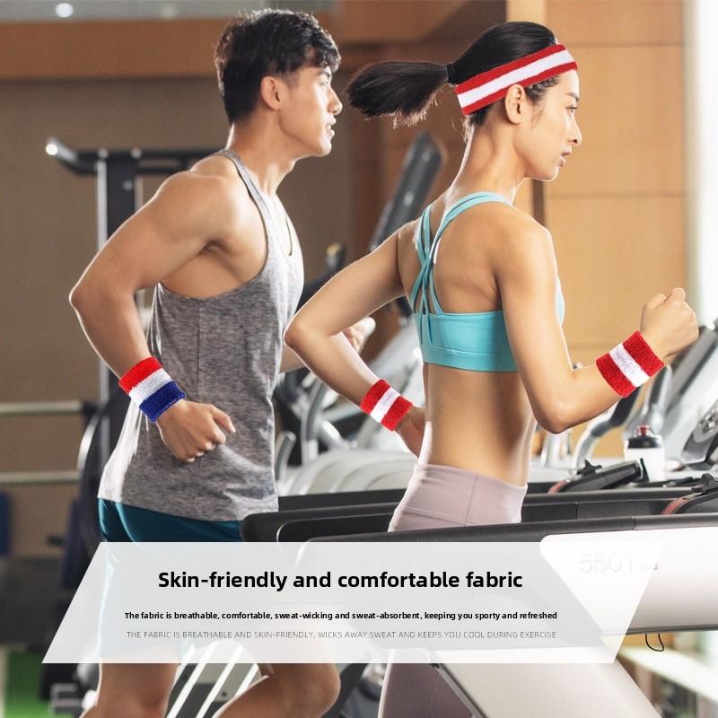 Rainbow Bracer Headband High Elasticity Sweat Absorbing Sports Basketball Band Hair Bracer Three-piece Set