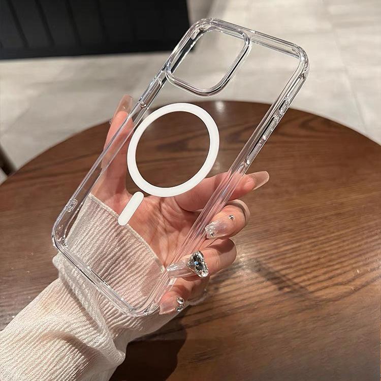 Applicable To Apple 14Magsafe Magnetic Phone Case Transparent 12 Full-inclusive 13-shell IPhone 15 Protective Case Simple