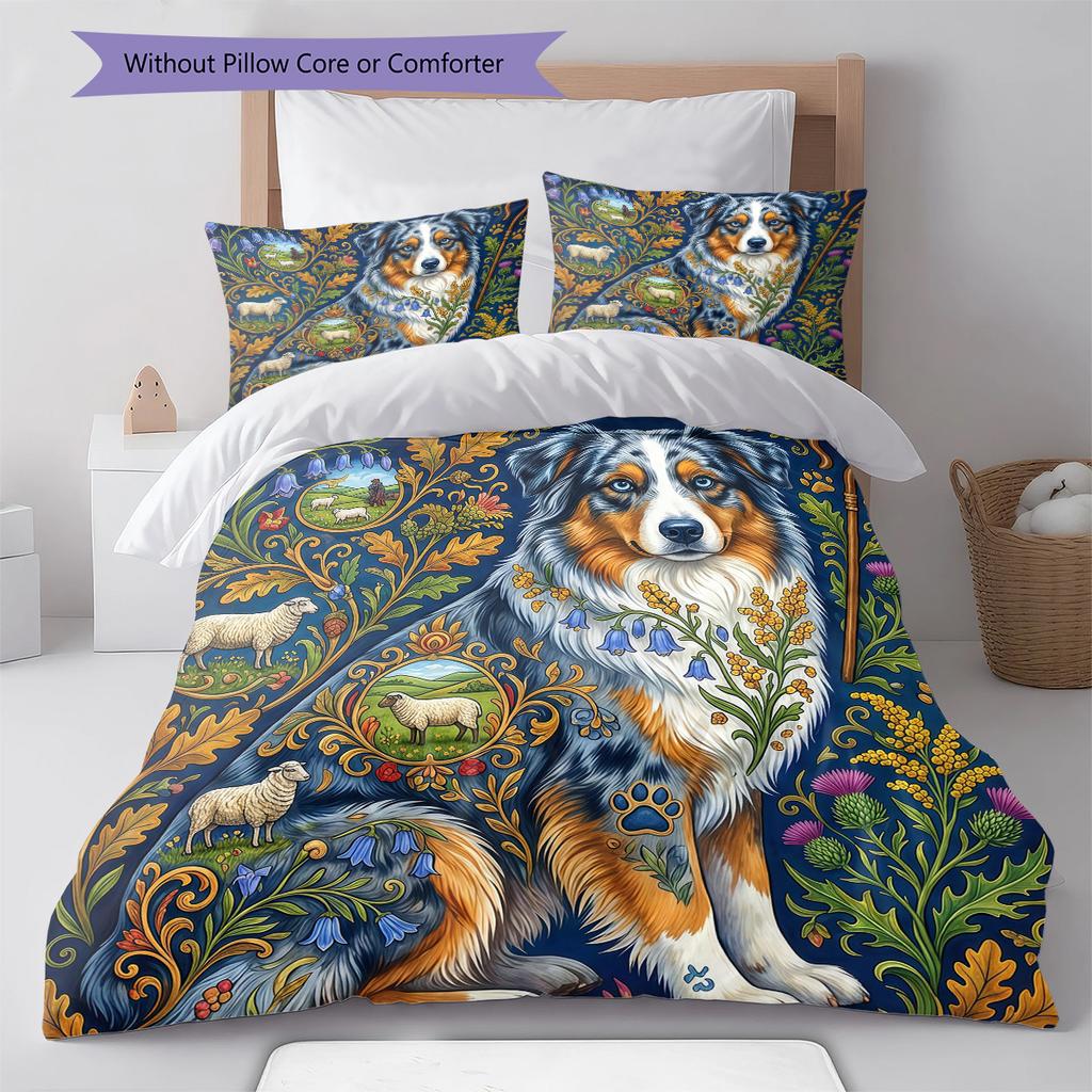 Floral Art Animals Pattern Bedding,Quilt Set Quilt Cover Pillowcase Home Birthday Gift (1 * Duvet Cover + 2 * Pillowcase, Without Core)