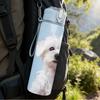 1PC White Fluffy Puppy Dog Print 750ml Color Plastic Sports Water Bottle Leakproof Flip Straw Lid Suitable for Sports Office Home Use