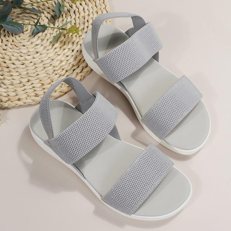 Women’s Platform Elastic Strap Open-Toe Slide Sandals Flat Summer Shoes