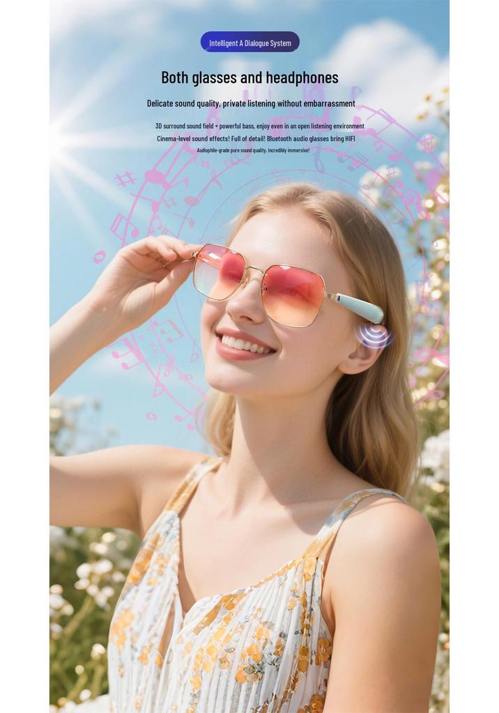 AI Translation Bluetooth Glasses: Multi-language Real-time Translation, Music and Calls