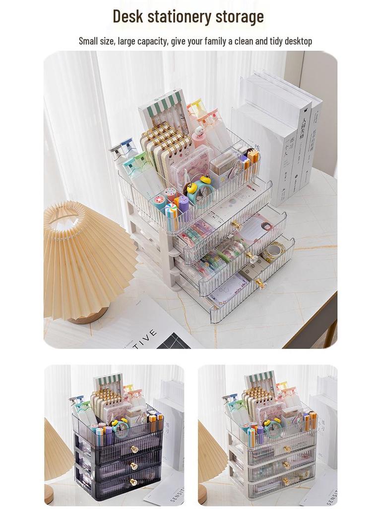 Clear Cosmetic Organizer: Drawer-Style Makeup Box for Desktop and Dorm Room