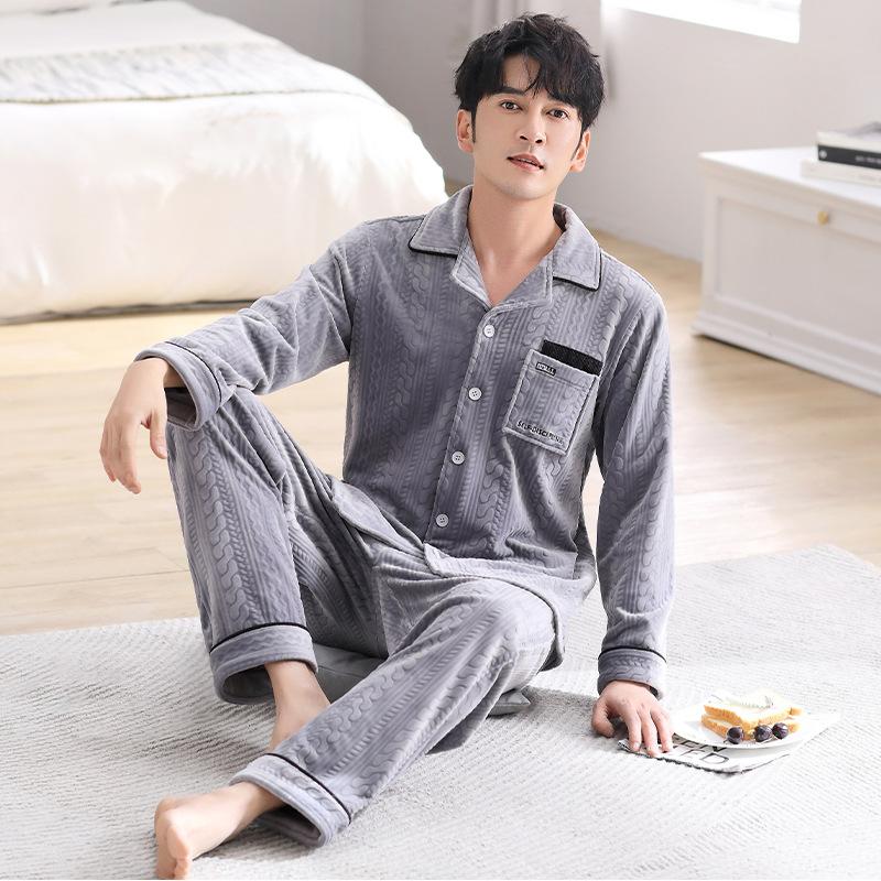 

Island Fleece Pajamas Men S Autumn And Winter Winter Thin Winter Men S Flannel Coral Fleece Fleece Warm Suit L