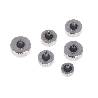 2Pcs Silver Color Steel Watch Crown 4.5Mm To 7Mm Head Diameter With Long Post For Watch Crowns Repair