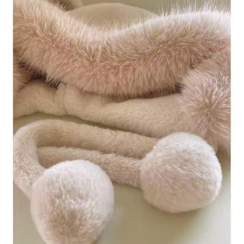 Winter Warm Plush Lacing Pompom Balls Cute Bear Women Cap Fashion Outdoor Windproof Ear Protection Caps