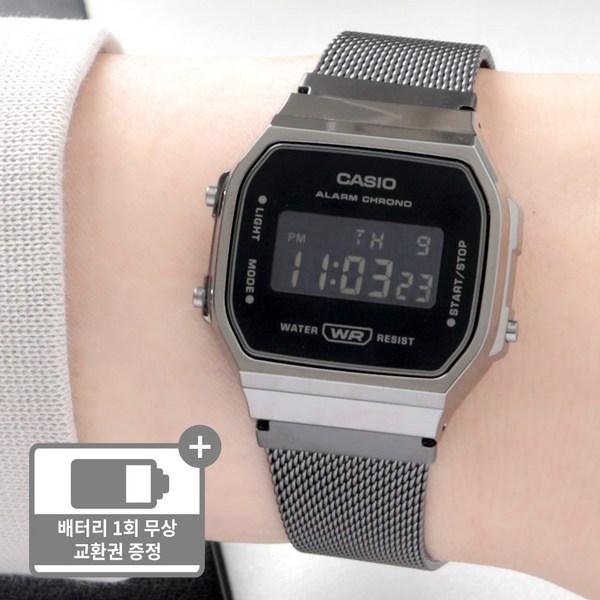 

Винтажные цифровые часы Casio Public с бесплатной пряжкой Son Seok-hee 168 Black Mesh