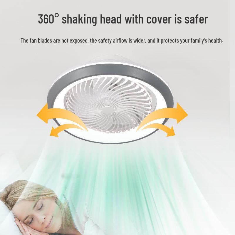 Smart Silent Ceiling Fan with 360° Rotating Light for Living Room or Bedroom