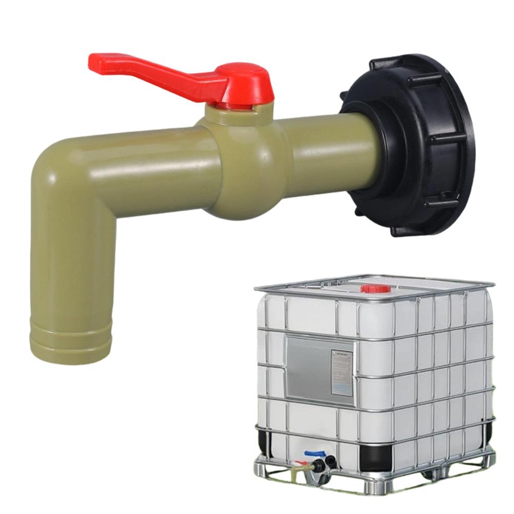 Kunststoff-Wasserhahn-Set mit zwei Anschlüssen, zwei Dichtungen, zwei Adapterabdeckungen und Klebeband für 1000-Liter-Regenwassertanks, einfache Installation
