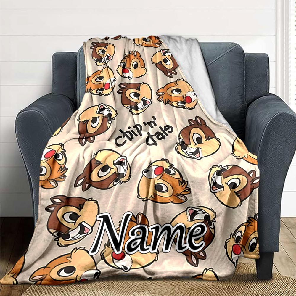 Coperta personalizzata con nome 'n' Dale Adventure per Divano e Letto, Coperta Peluche Accogliente e Morbida Super Morbida e Calda per Autunno e Inverno. 0908425