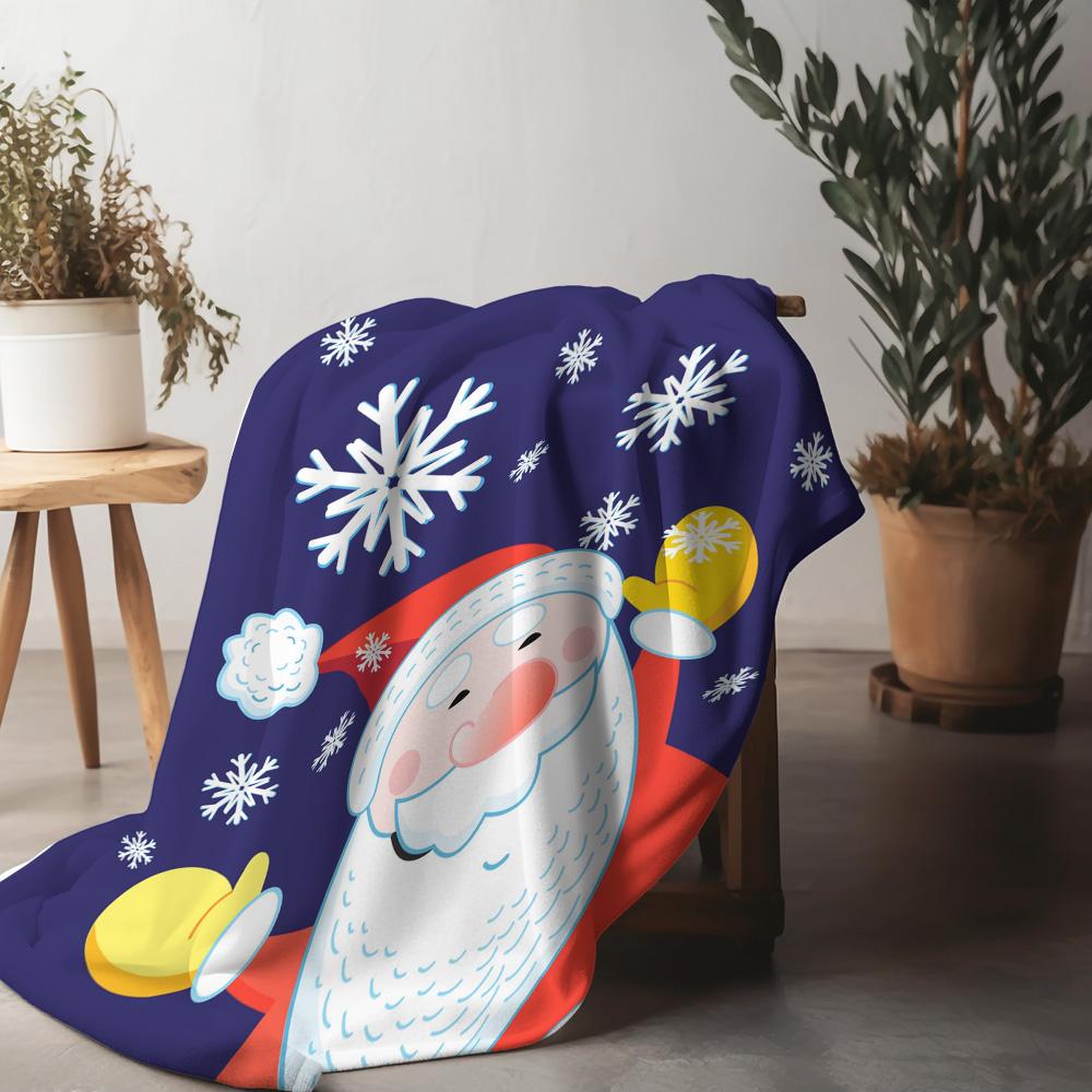 Soft Fluffy Throw Blanket Cozy Warm Bedspread Home Decor Gift Christmas Santa Claus Pattern Shaggy Plush Blanket 75x90cm