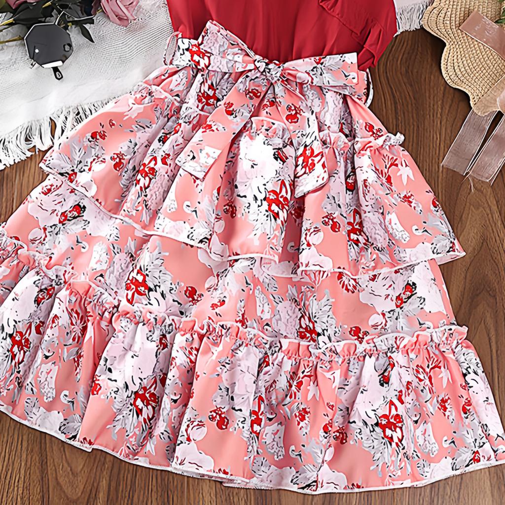 Girl Sleeveless Floral Print Dress Children Kid Casual Summer Beach Sundress Princess Dresses Clothes