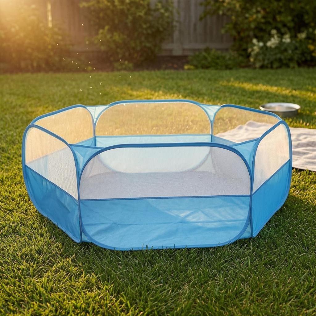 Foldable Pet Enclosure Indoor Outdoor Octagonal Reinforced for Small Pets, Exercise