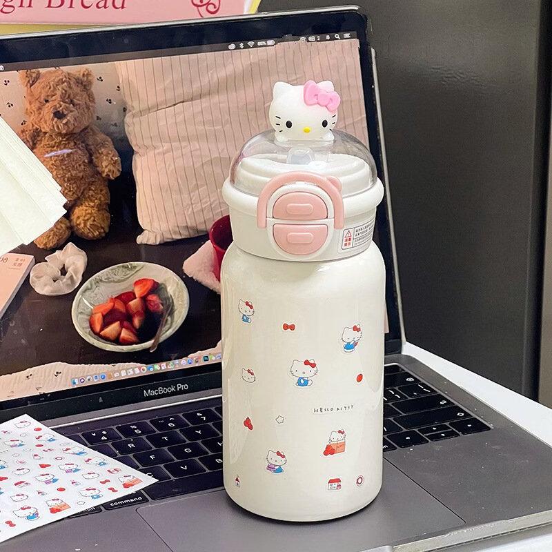 Changqi 316 Stainless Steel Straw Insulated Cup, Pink Kitten Planet, 500ml