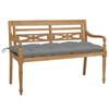 Day and Night - Day and Night Batavia Solid Teak Bench with Gray Cushion 120 Cm