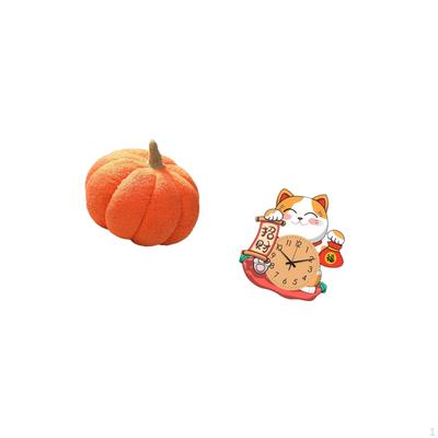 Halloween Pumpkin Cat Pillow Clock Decorative Sofa Cushion for Kids Bedroom Room Office Kitchen