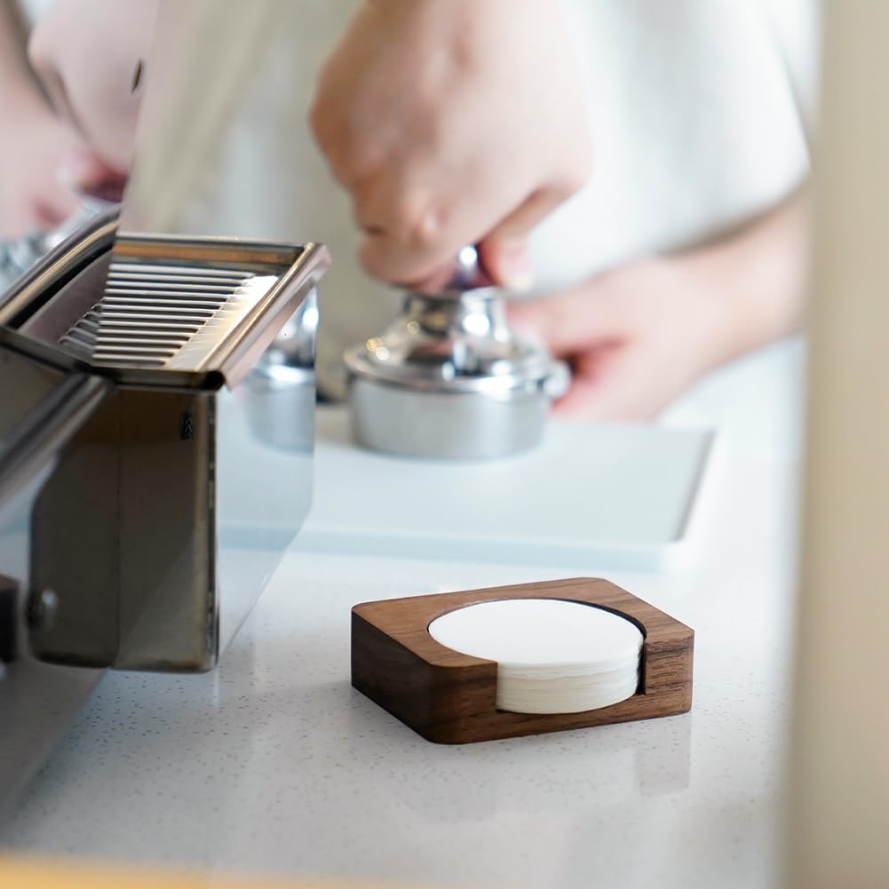 watchget Espresso Paper Filter Coffee Filter Storage Coffee Filter Fits Round Disposable Pack Screen Paper Made of Wood Holder, Container, Dispenser,