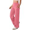Women's Fashion Casual Solid Color Print High Waist Trousers Pants & Capris
