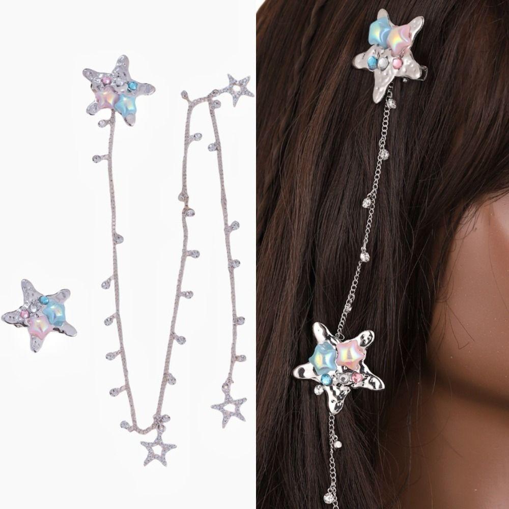 

2 шт. Звезды заколки женские заколки для волос украшенные украшения цепи вечерние длинные кисточки шпилька для девочек