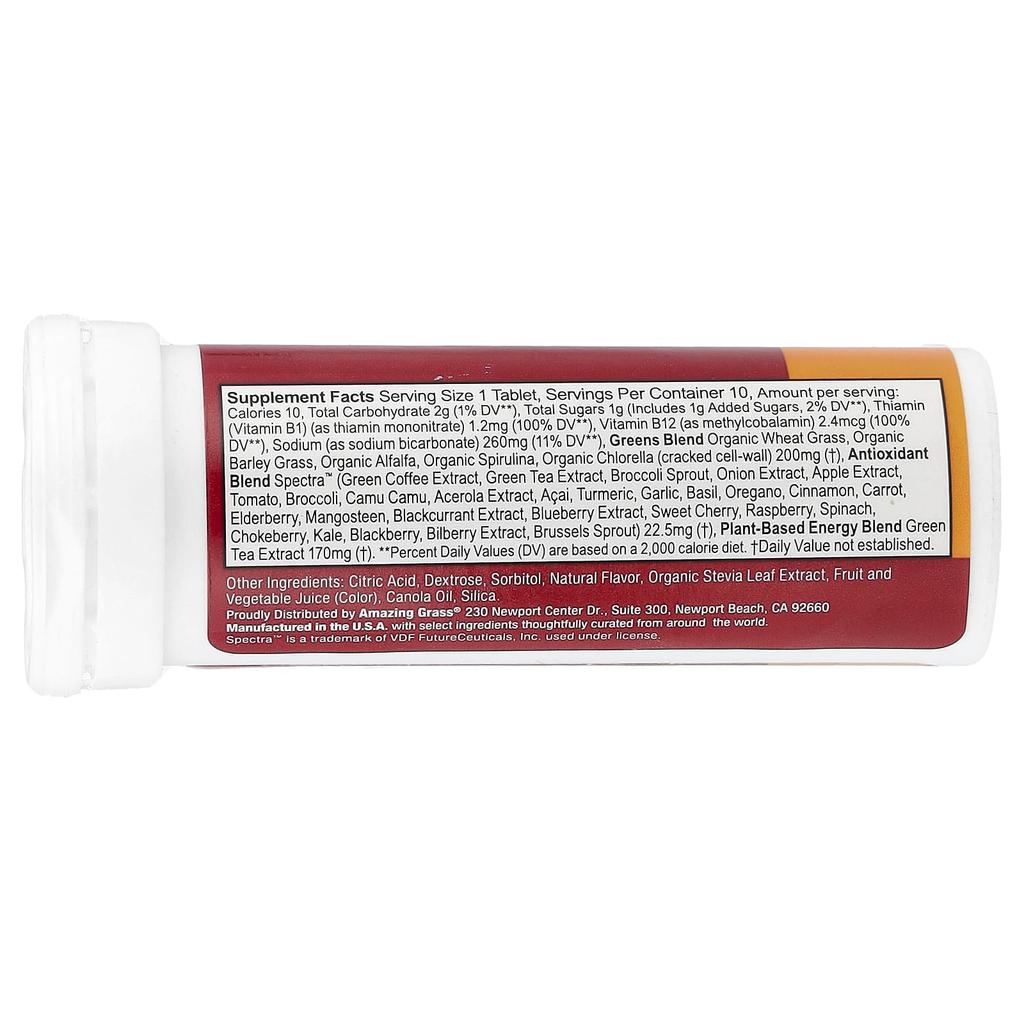 Fiji Green Tablets, Energy, Tropical, 10 Tablets