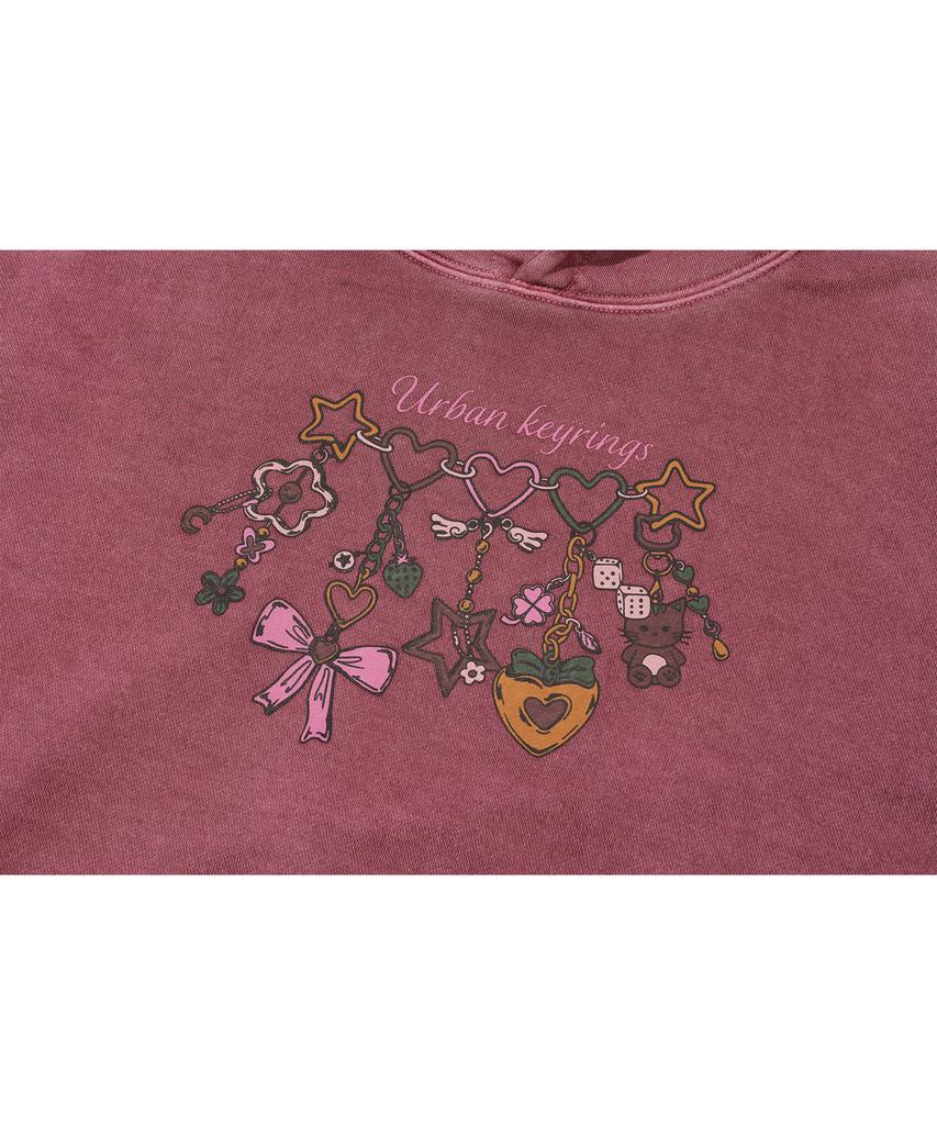 Urban Keyring Crop Pigment Hoodie Dusty Pink
