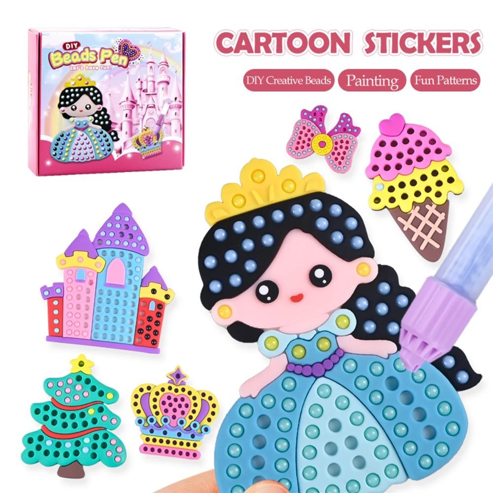 DIY Beads Pen Toys, Handmade Set Creative Production Sticker Princess Rainbow Bow Girl Gifts Toy