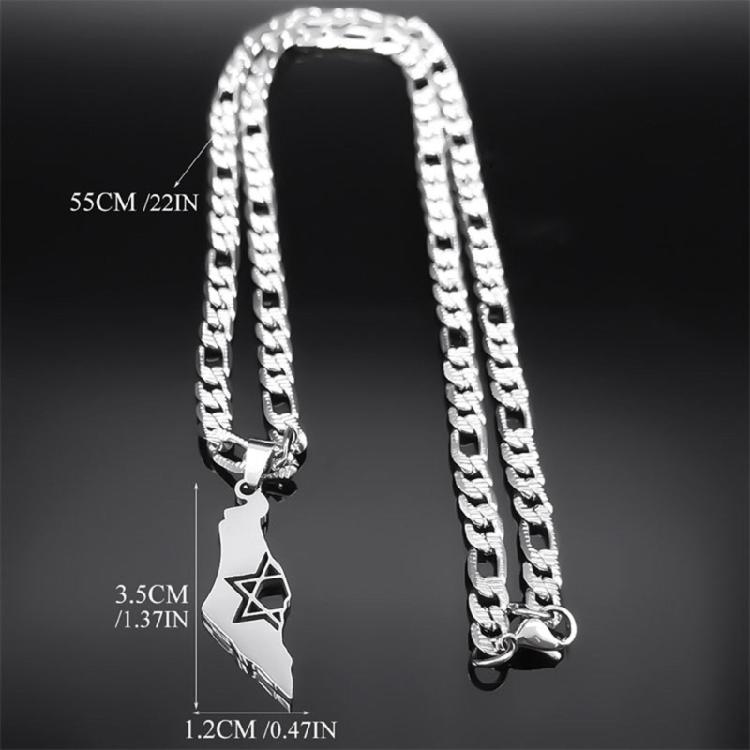 Israel Country Map Pendant Necklace Personalized Clavicle Chain Neck Jewelry