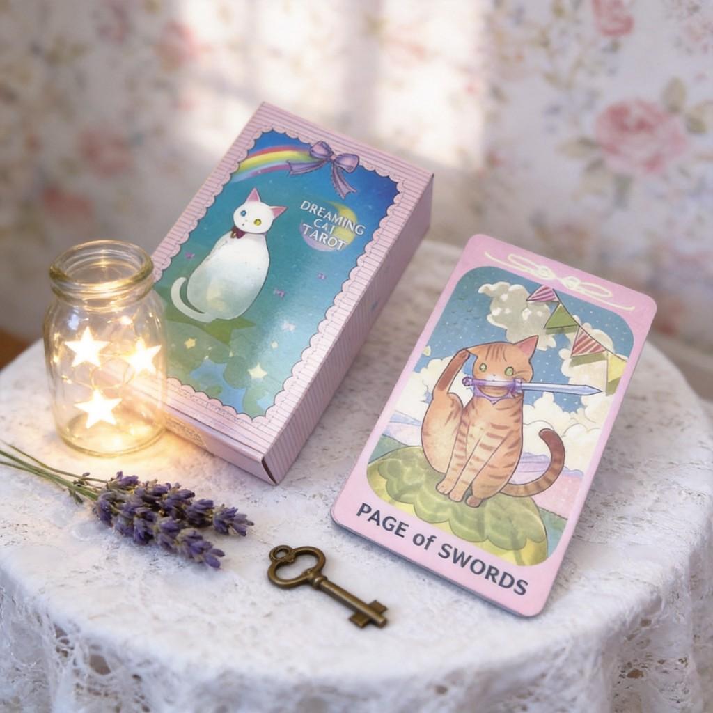 Dreaming Cat Tarot Cards Deck With Nonwoven Bag For Tarot Enthusiasts And Collectors