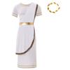 Mens Ancient Greek Toga Costume Short Sleeve Retro Gold Trim Roman Robe Headband Cosplay