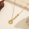 Geometric Circle Pendant Necklace Women Titanium Steel Inlaid Zircon Light Luxury Non-Fading Clavicle Chain